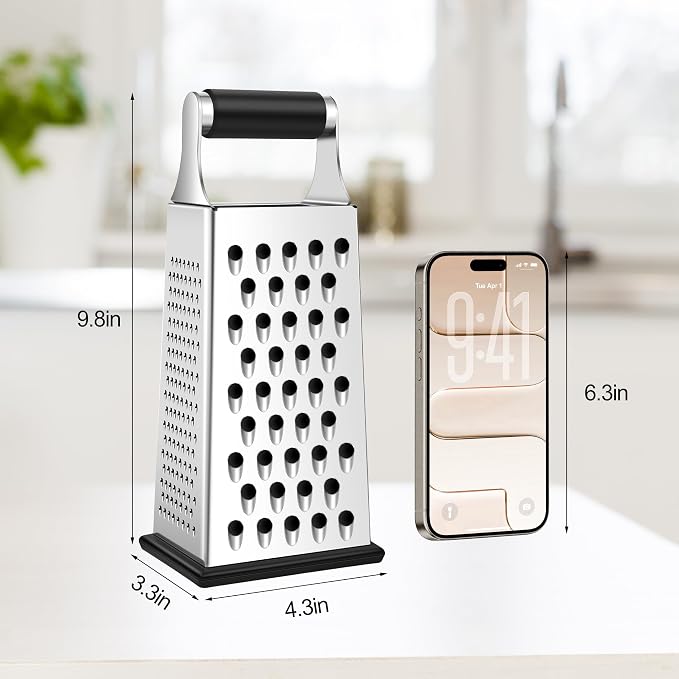 Supercenter Cheese Grater, Size 4-Sided Stainless Steel Box Grater, Food - Image 2