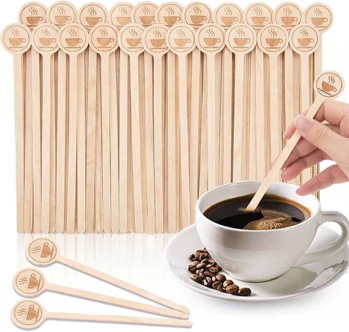 100Pcs Coffee Stirrers-5.9 Inch Natural Wooden Stir Sticks - Image 9