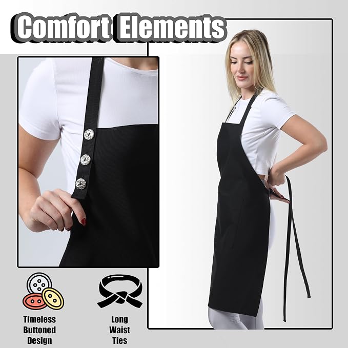 TOSHE Kitchen Apron Waterdrop Resistant Cotton Apron - Image 6