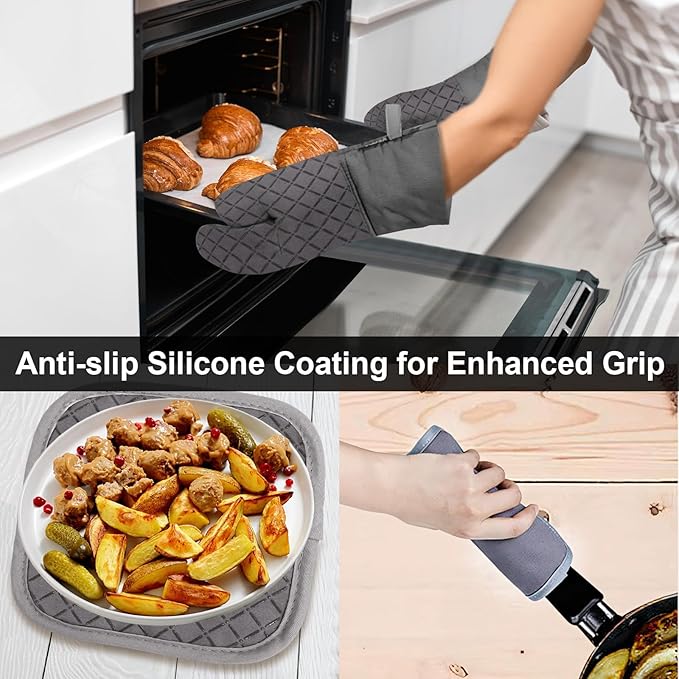 Oven Mitts and Pot Holders 8pcs Set, Cotton Oven Glove - Image 5