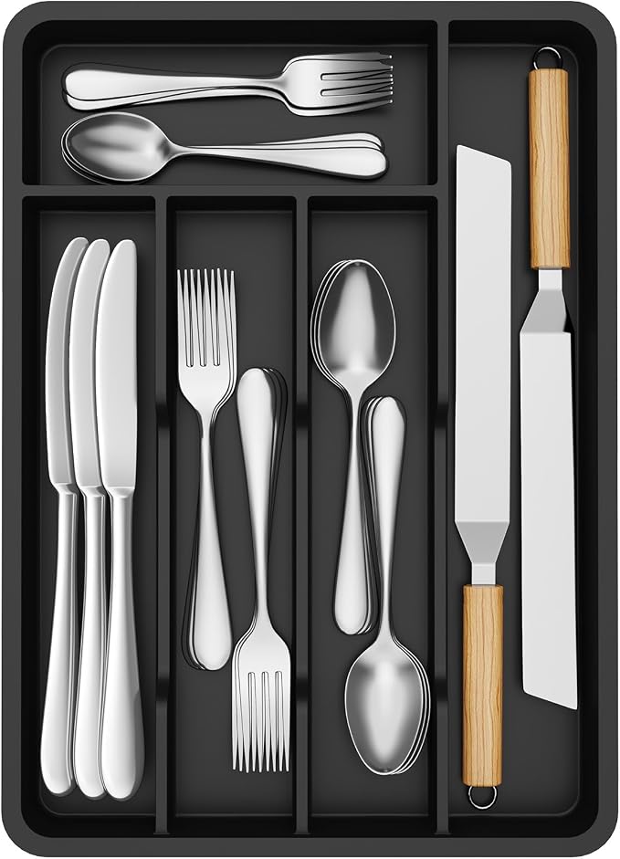 Lifewit Silverware Drawer Organizer Tray, Plastic Cutlery Storage by Lifewit