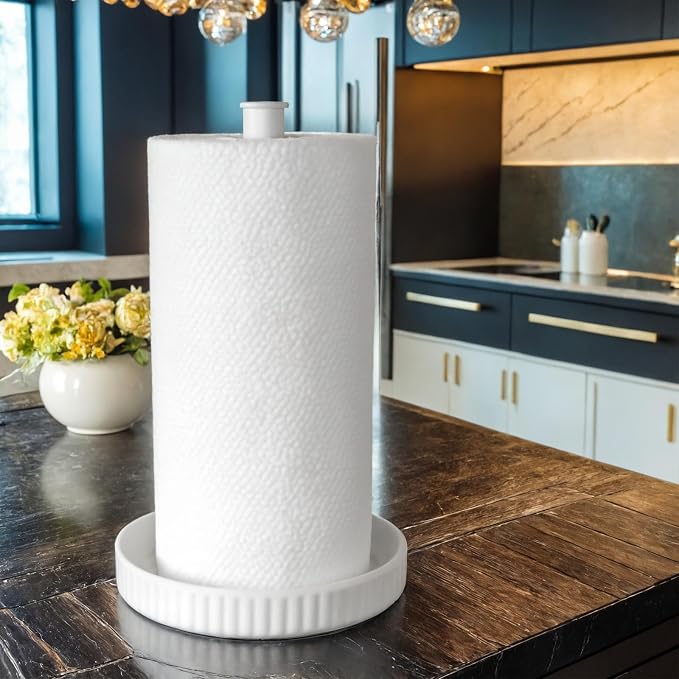 VROOMIUM Paper Towel Holder Countertop, Ceramic Base Easy-to-Clean, 1.5 lbs by VROOMIUM-BETTERDESIGN
