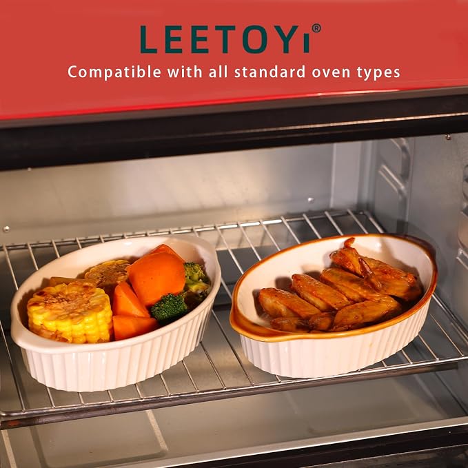LEETOYI Porcelain Small Oval Au Gratin Pans, Baking Dish Set - Image 7