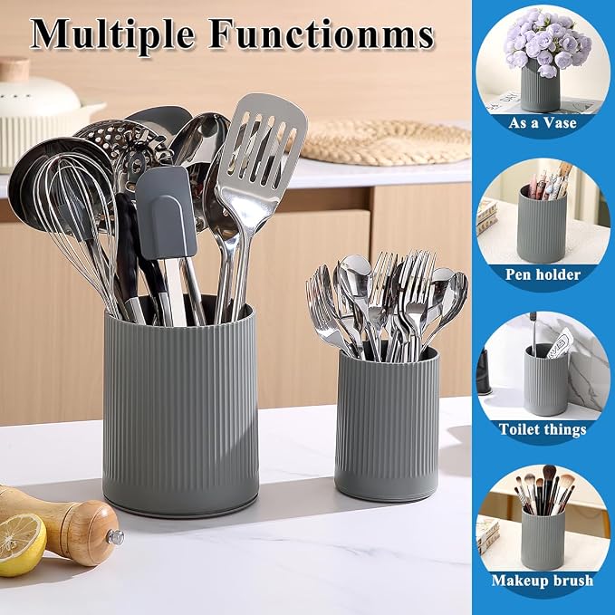 Kyraton Cooking Utensils Holder 2pcs, 360° Rotating Heavy Duty Plastic Kitchen - Image 4