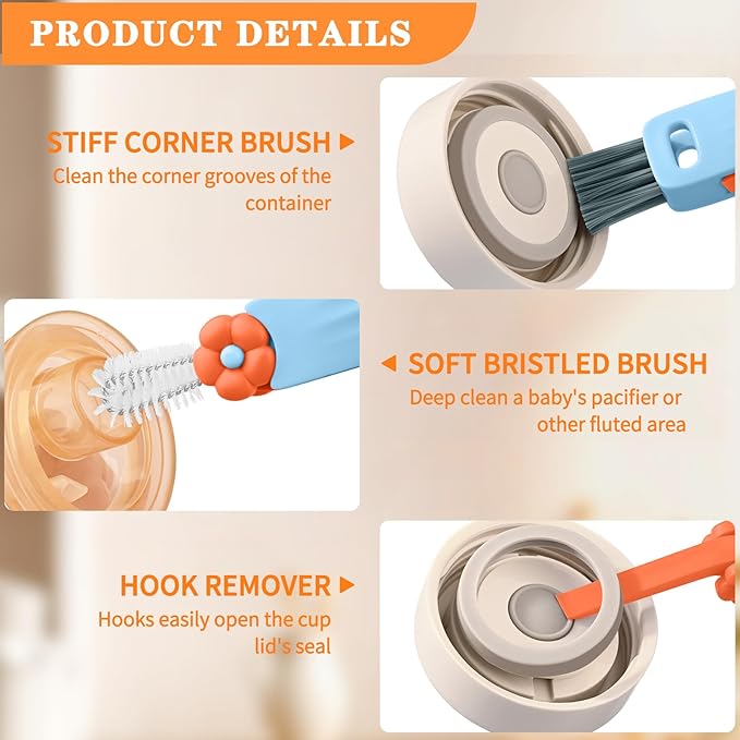 Wanme 3 in 1 Cup Lid Gap Cleaning Brush Set, Cup Lid Gap Cleaner, Home Kitchen - Image 3