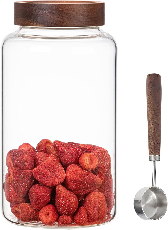 Large Glass Coffee Jars with Spoon, Round Storage Canister with Wooden Lid - Image 8