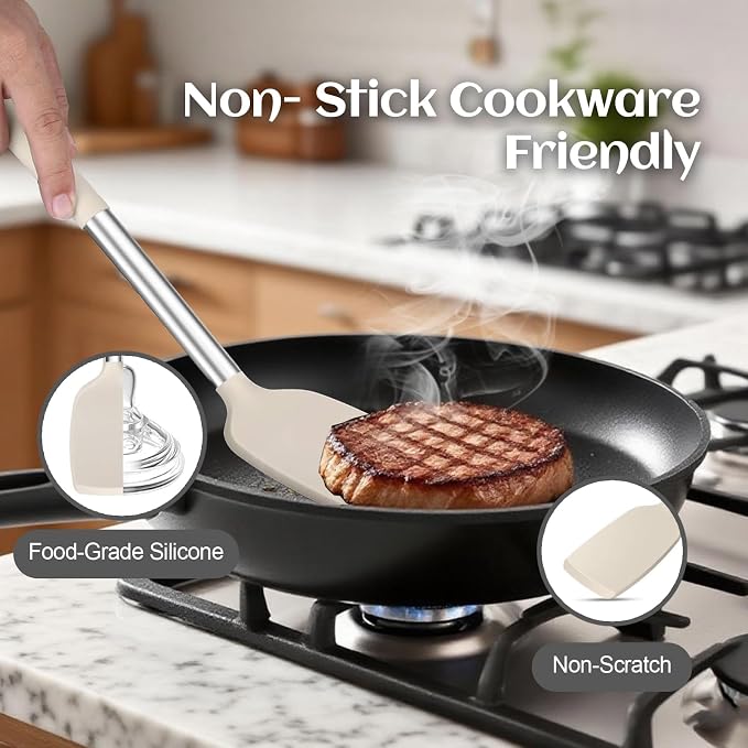 Silicone Cooking Utensils Set Utensil: 40 Pcs Black Stainless Steel Cookware Set - Image 3
