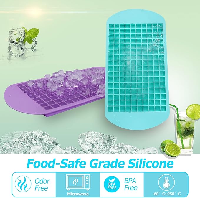 Silicone Mini Ice Cube Trays 2 Pack, 160 Small Ice Cube Molds Easy Release - Image 2
