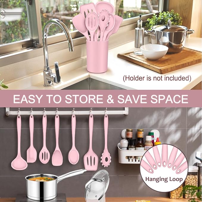 P&P CHEF Silicone Cooking Utensils Set of 7, Heat-proof Kitchen Utensils Set - Image 7