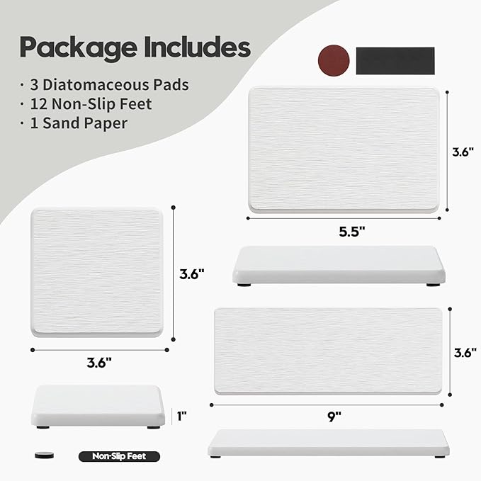 Razborci 3PCS Bathroom Sink Vanity Trays, Quick Stone Drying Mat Dish Soap - Image 3