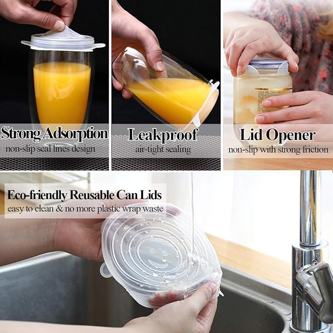 Silicone Can Lids, Reusable Silicone Stretch Lids - Image 4