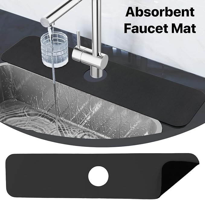 Bloss Black Dish Drying Mat + Faucet Mat - Image 3