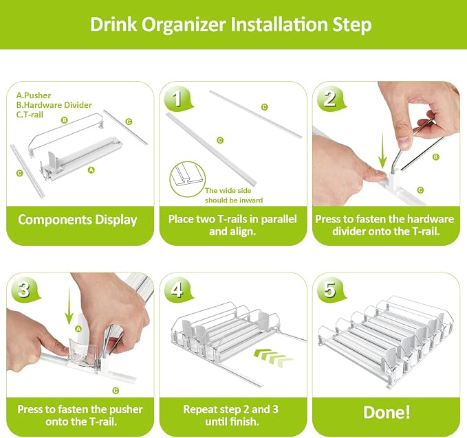 IBORING Drink Organizer for Fridge, Self Pushing Fridge Drink Organizer - Image 7