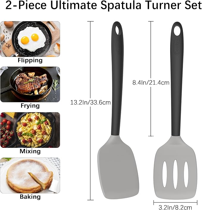 Coukre 2 Pack Silicone Spatula Set, High Heat Resistant, BPA Free Kitchen - Image 6