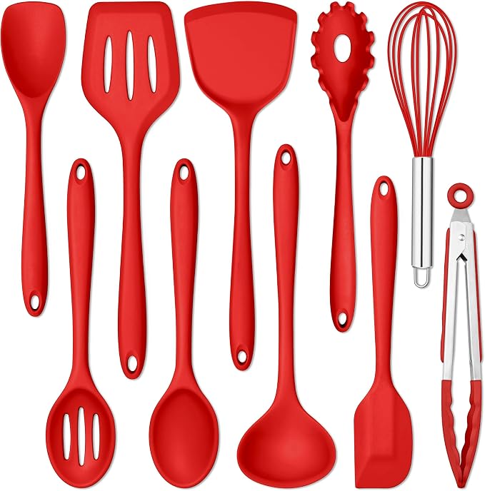 E-far 10 Pieces Silicone Cooking Utensils Set, Heat Resistant Kitchen Utensil by E-far