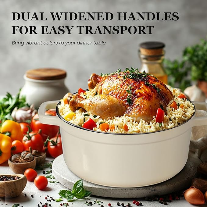 Overmont Enameled Cast Iron Dutch Oven - 5QT Pot - Heavy-Duty Cookware - Image 3