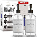 Sunrise Premium 2 Pack Clear Glass Soap Dispenser 16 OZ by SunrisePremium