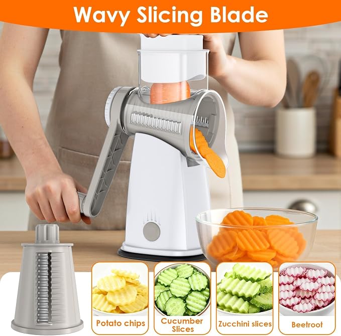 MealHelper 5 Blade Rotary Cheese Grater and Vegetable Chopper - Image 5