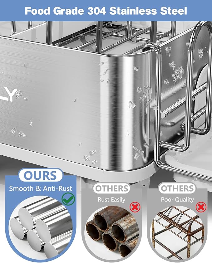 Dish Drying Rack, 304 Stainless Steel Expandable Dish Rack - Image 3