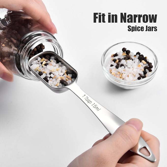 18/8 Stainless Steel Measuring Spoons: Doosu Heavy Duty Rectangular Spoon - Image 4