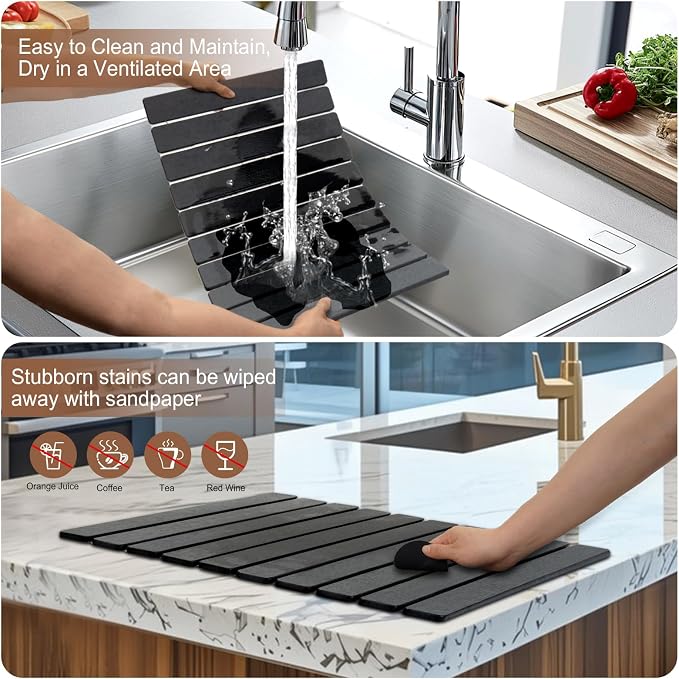Stone Drying Mat for Kitchen Counter, Stone Bath Mat, Quick Drying Fast - Image 7