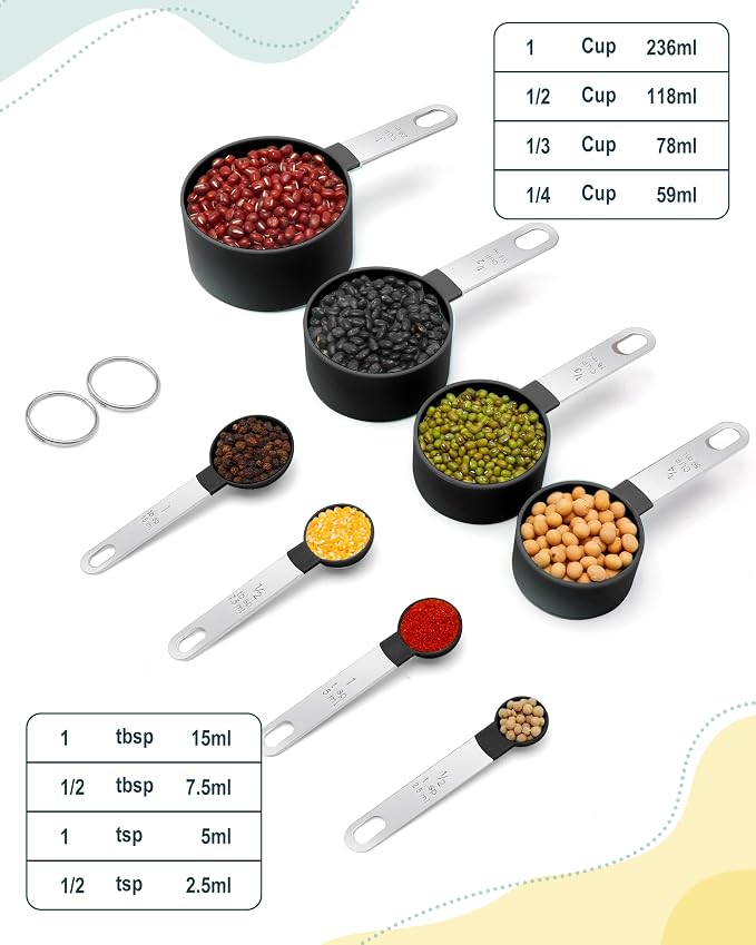 Measuring Cups and Spoons Set of 8 Pieces, nesting measuring cups - Image 2
