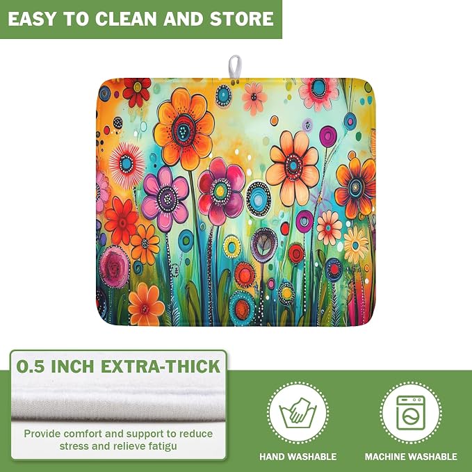 Abstract Colorful Floral Dish Drying Mat - Image 5