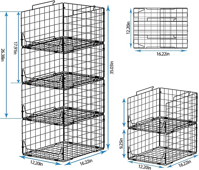 Jakyitvi Stackable Closet Organizers and Storage Bins 4 Pack, Sturdy Metal - Image 3