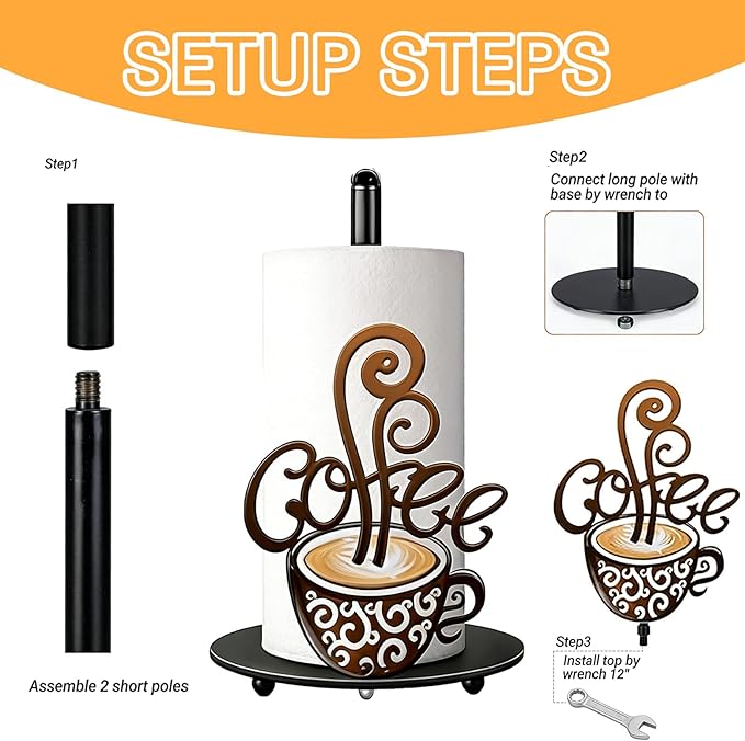 Coffee Themed Paper Towel Holder Countertop - Image 4
