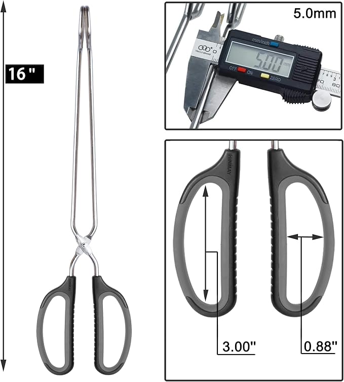 HINMAY Scissor Tongs 16-Inch Extra Long Stainless Steel Barbecue Grilling Tongs - Image 3