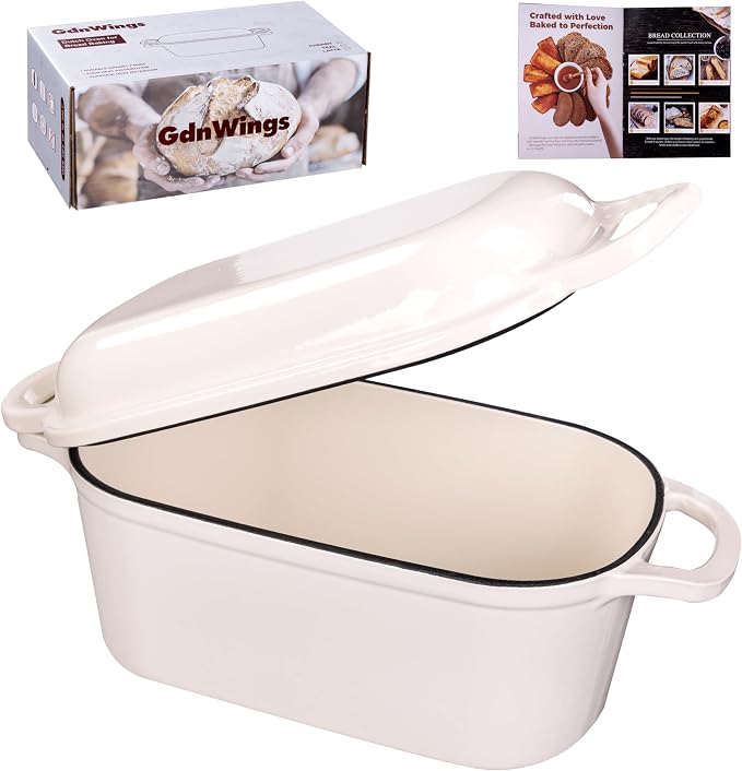 4.6 Quart Dutch Oven for Sourdough Bread Baking, Combo Oval Enameled Cast Iron by GdWings