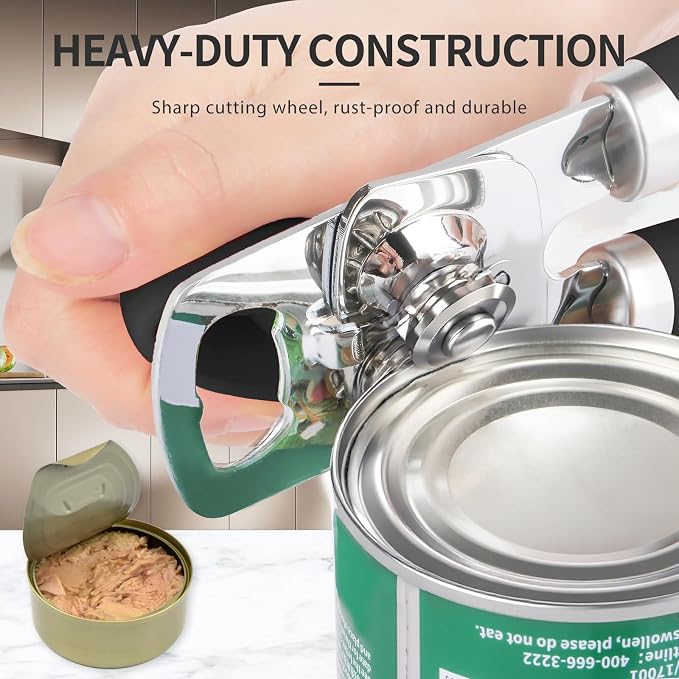 Safring Can Opener Manual, Heavy Duty Stainless Steel Smooth Edge Can Openers - Image 4