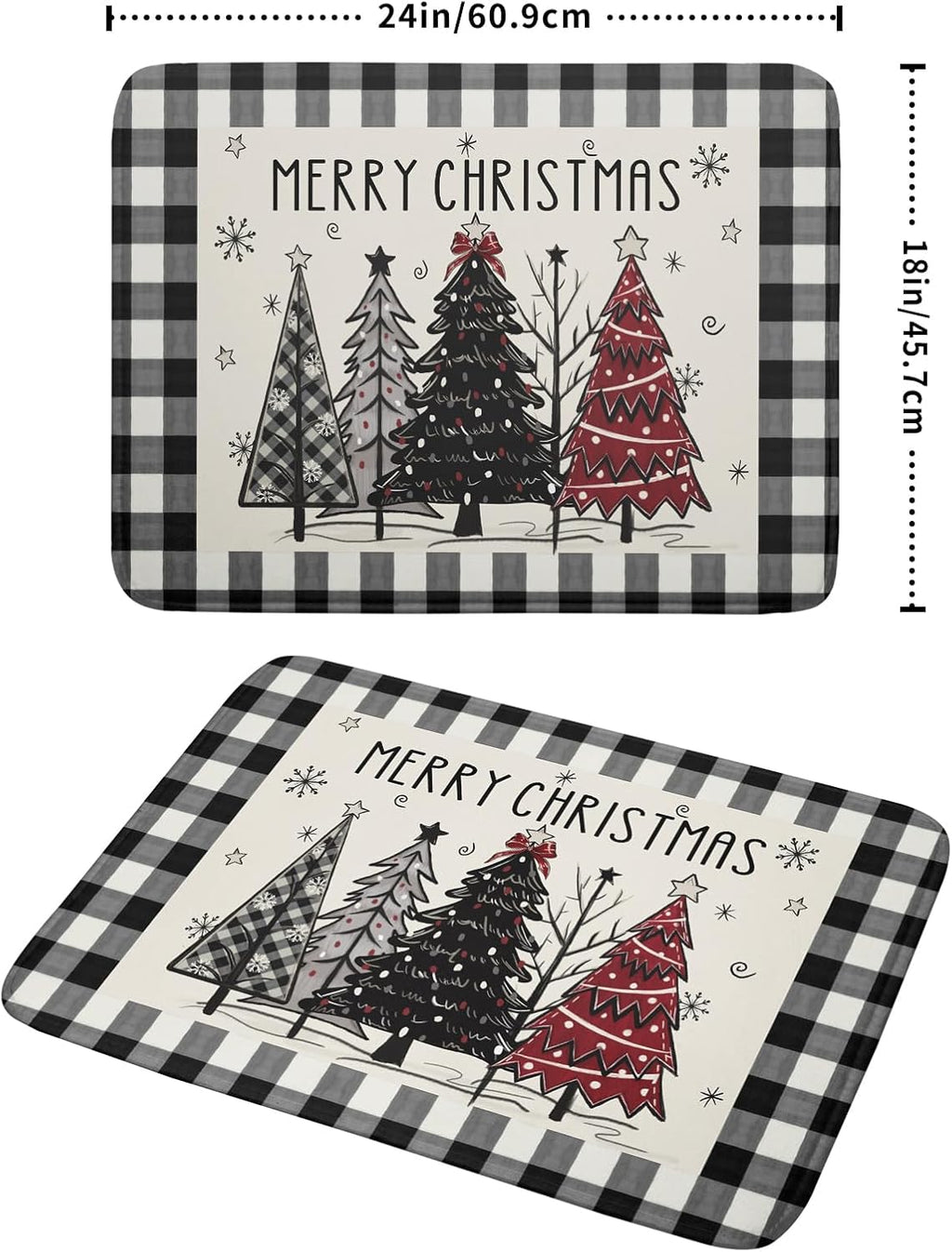 Merry Christmas Tree Dish Drying Mat for Kitchen Counter 18x24 Inch