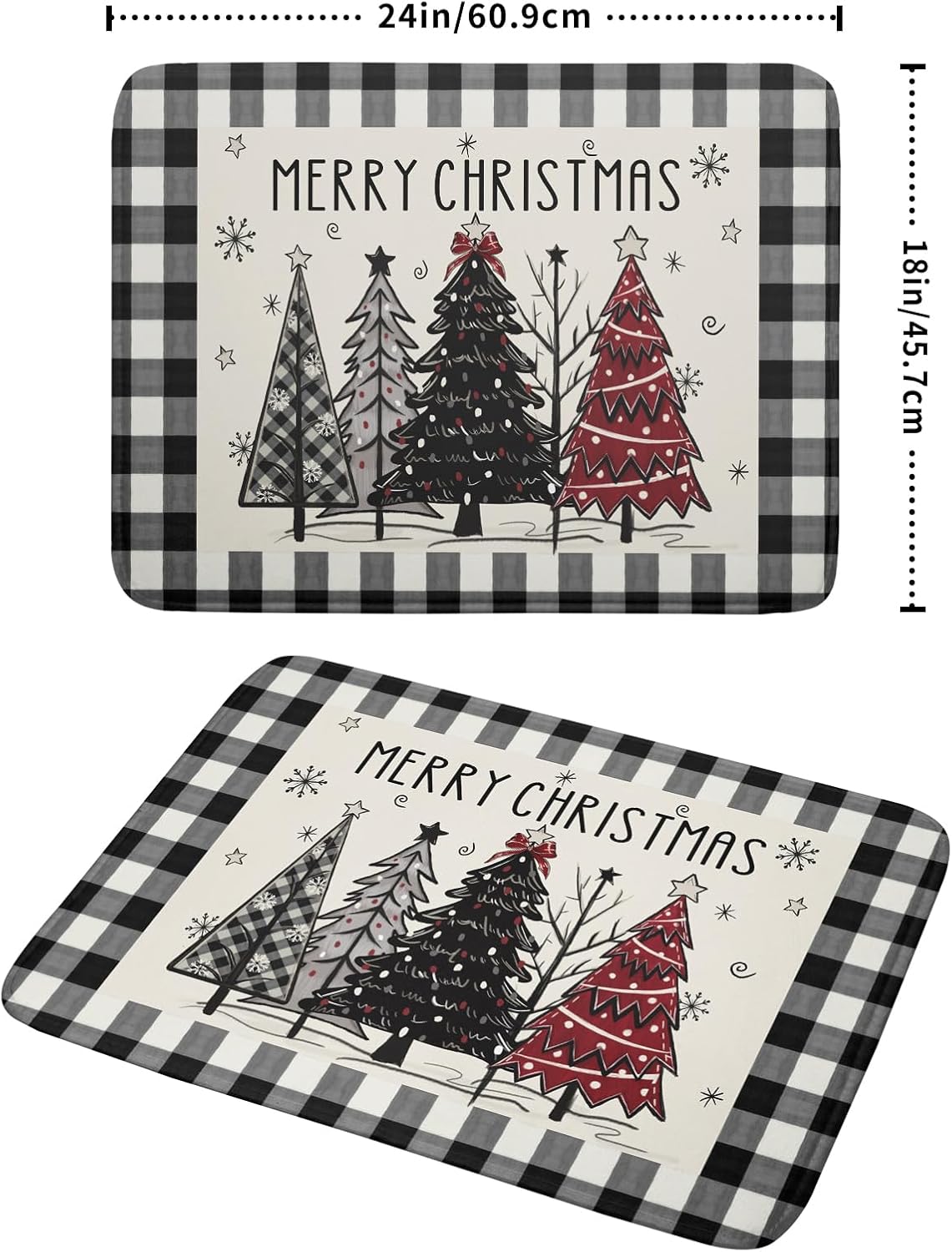 Merry Christmas Tree Dish Drying Mat for Kitchen Counter 18x24 Inch