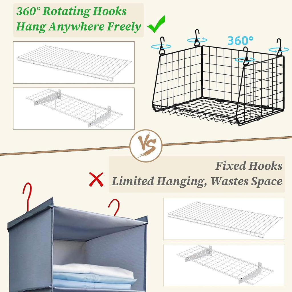 3-Pack Hanging Laundry Room Organizaton:Foldable Laundry Basket Wire