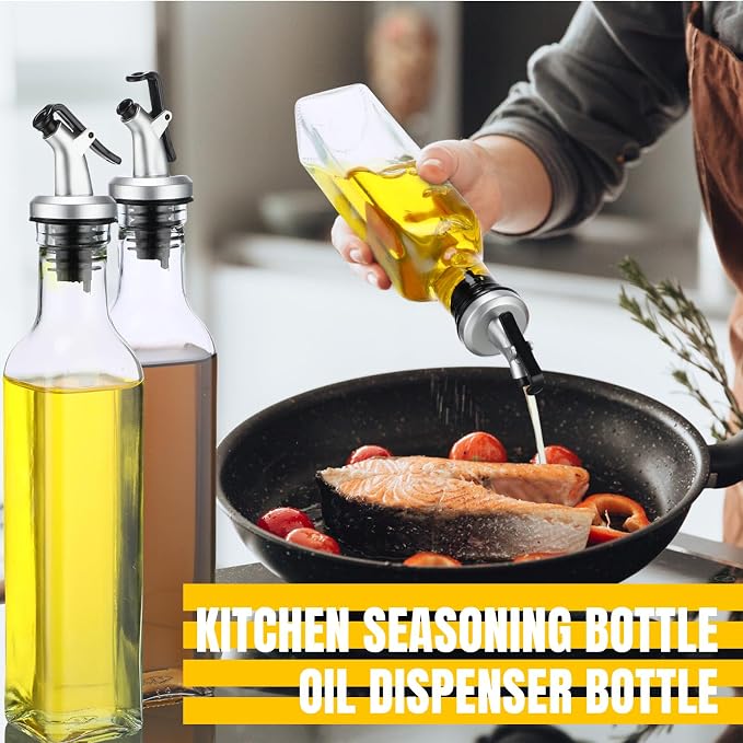 Hushee 12 Pcs Clear Glass Olive Oil Dispenser Bottles Sets Include 8oz Glass - Image 6