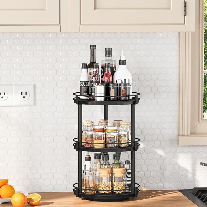 Snughome Lazy Susan Organizer, 3 Tier Rotating Spice Rack - Image 7