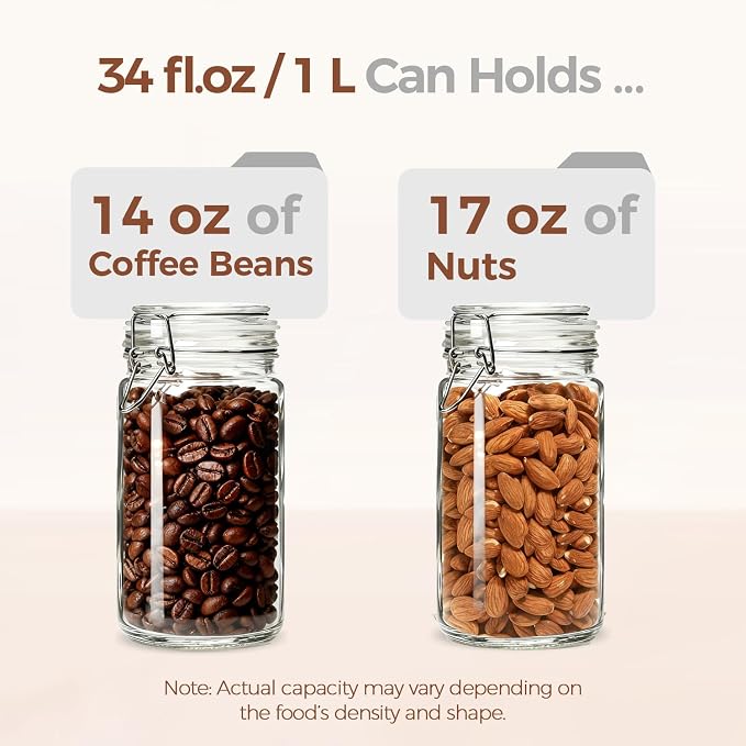 ComSaf 1 Quart Glass Jars with Airtight Lids, Straight-Sided Canisters - Image 5