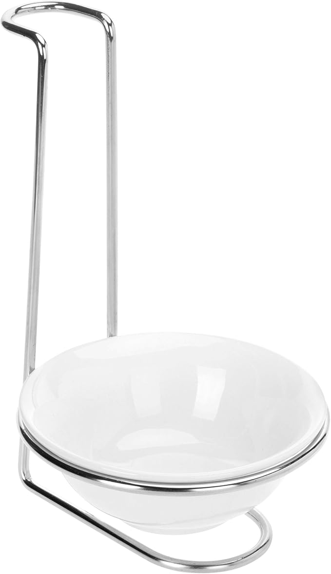 MyGift White Ceramic Ladle Holder Spoon Rest, Upright Single Cooking Utensil - Image 4