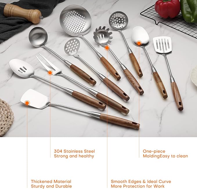 10 Pcs Cooking Utensils Set 304 Stainlss Steel Kitchen Utensils Set Heat - Image 3
