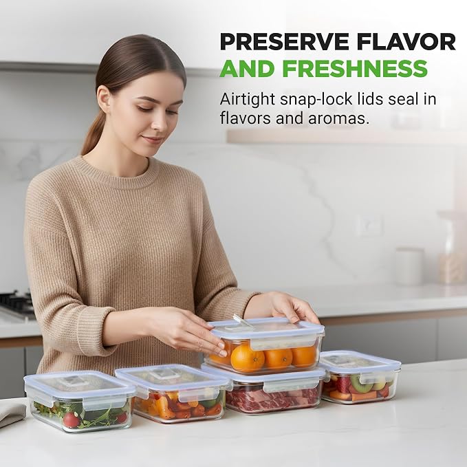 NutriChef 10-Piece Glass Food Containers - Image 2