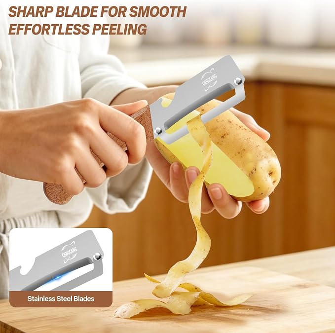 Multi-Functional Vegetable Peeler – Comfortable Wooden Handle - Image 3