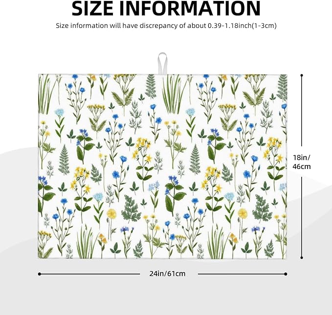 Blue Yellow Wildflower Dish Drying Mats - Image 6