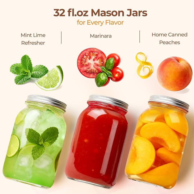 ComSaf Wide Mouth Mason Jars 32 oz - Image 5