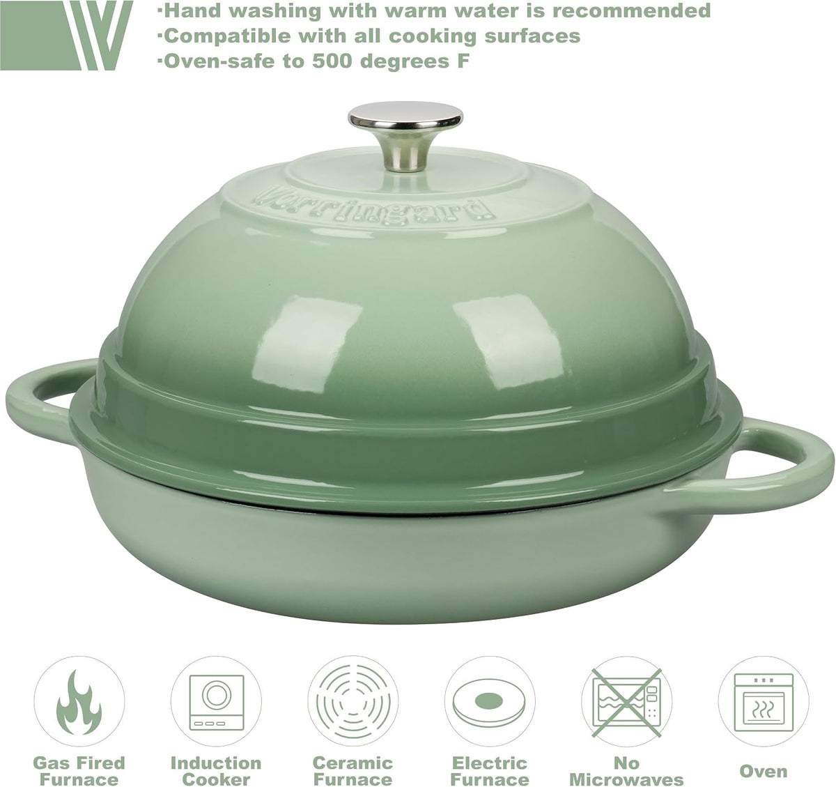 Cast Iron Enameled Dutch Oven Pot with Lid for Bread Baking, Bread