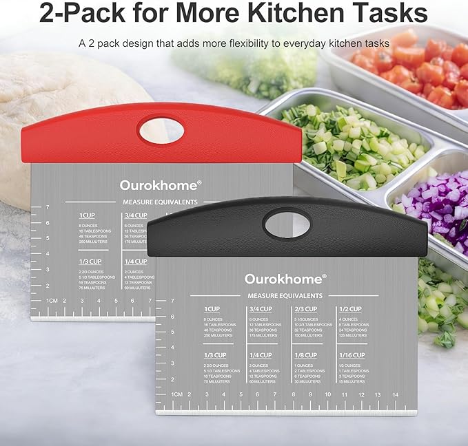 Ourokhome 2 Pack Bench Scraper Dough Cutter, Stainless Steel Dough Scraper - Image 6