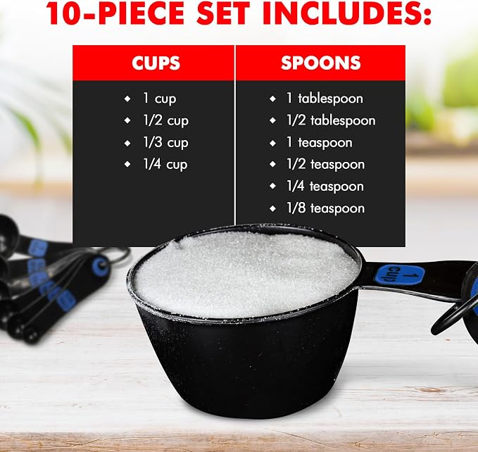 Chef Craft Easy to Read Plastic, Measuring Cup Set, 10 piece set - Image 4