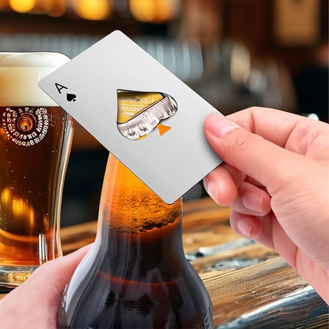 6PCS Poker Card Bottle Openers, Stainless Steel Credit Card Size Beer Bottle - Image 3