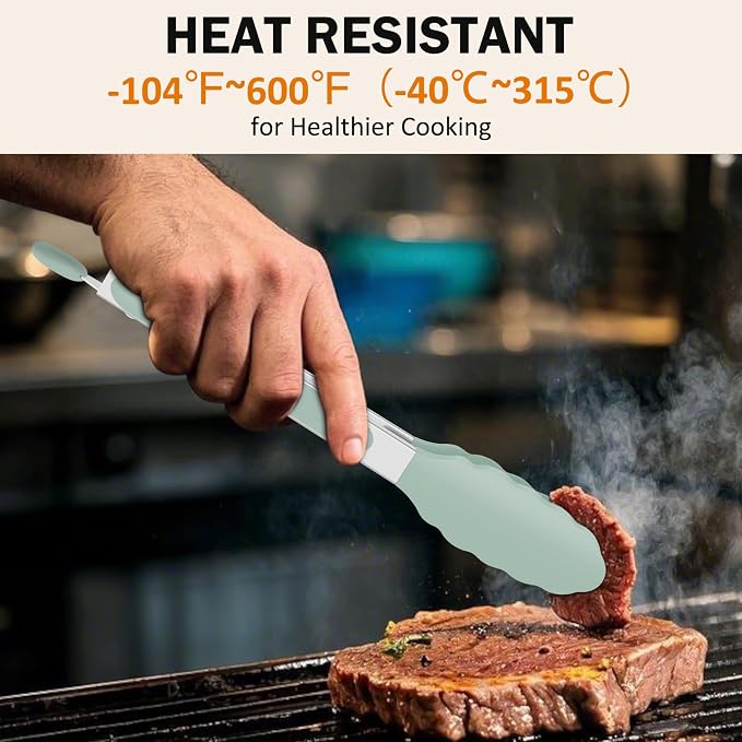 Tongs for Cooking, 600ºF High Heat-Resistant Stainless Steel Kitchen Tongs - Image 2