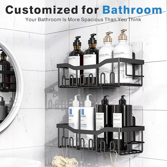 Shower Caddy 2 Pack, Adhesive Shower Organizer - Image 2